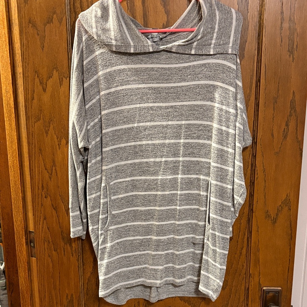 Market & Spruce Heather Gray Striped Hoodie